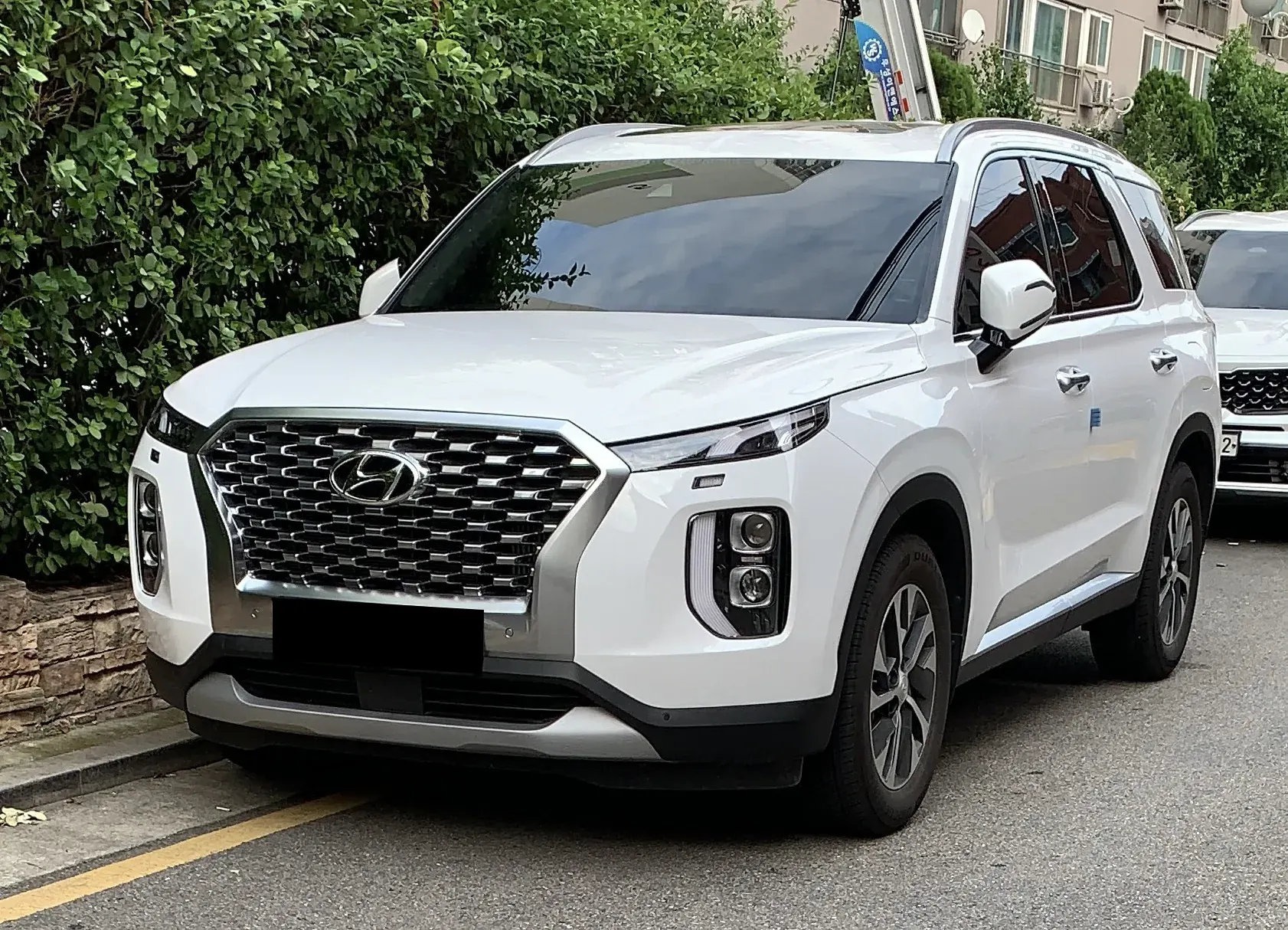 SUV Hyundai Palisade blanca para servicio privado, de día